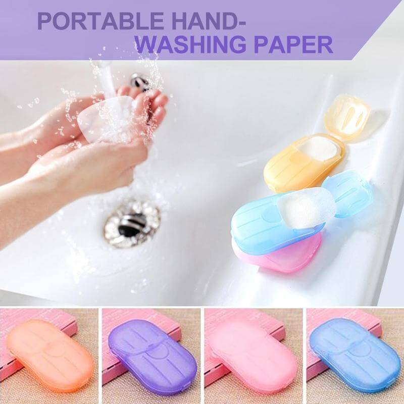 Portable Hand-Washing Soap Paper (5 Packs/100 Sheets) Kitchen and Bath  