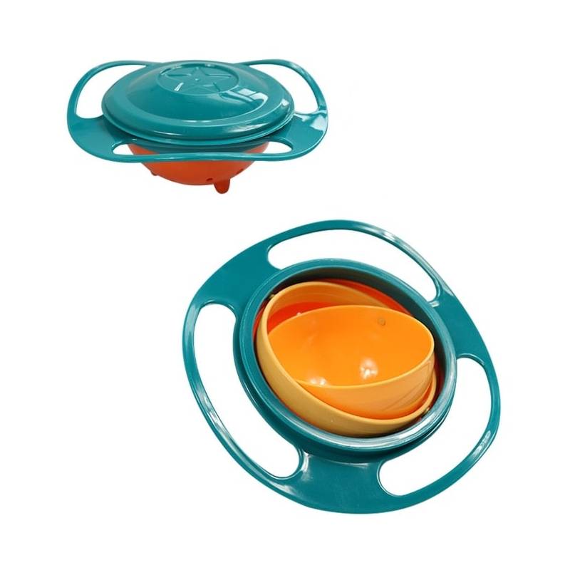 360-Degree Rotating Baby Bowl Best Sellers Kitchen and Bath Color : Green|Blue|Pink 