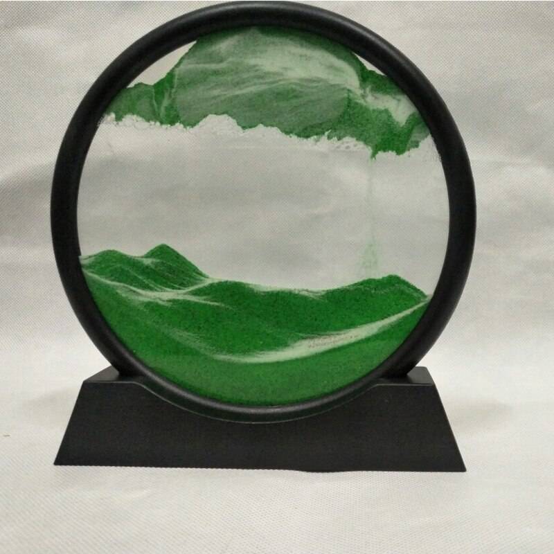 7/12inch Moving Sand Art Picture Round Glass 3D Deep Sea Sandscape In Motion Display Flowing Sand Frame Sand Painting