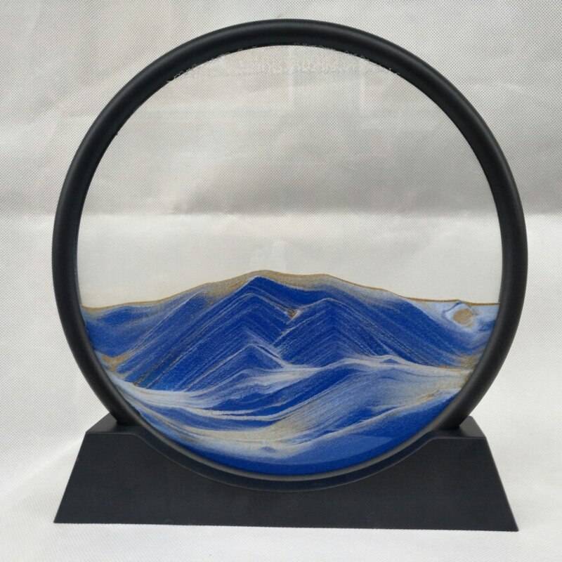 7/12inch Moving Sand Art Picture Round Glass 3D Deep Sea Sandscape In Motion Display Flowing Sand Frame Sand Painting