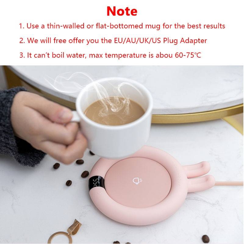 Electric Coffee Mug Warmer Home Improvement Color : Round Green (no cup)|Round Pink (no cup)|Rabbit Pink (no cup) 