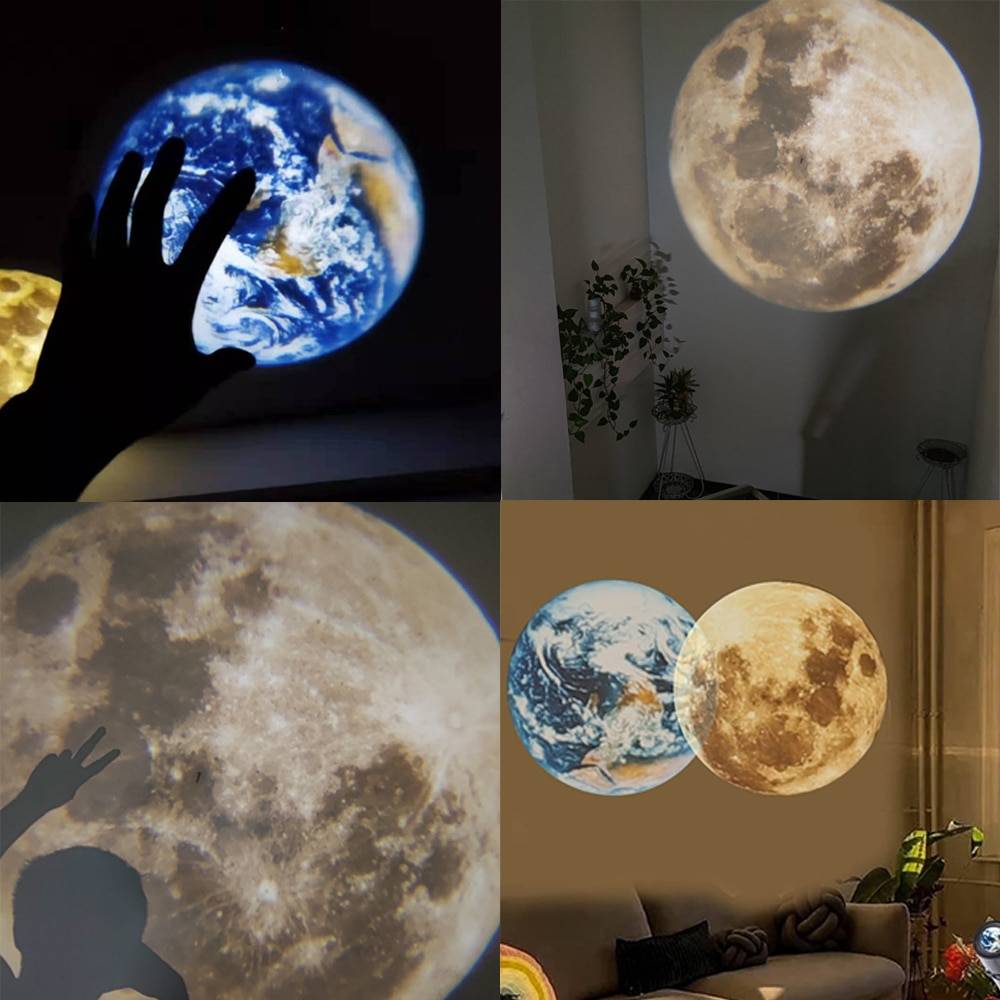 Star Projector 2 In 1 Earth Moon Projection Lamp 360° Rotatable Bracket USB Led Night Light For Bedroom Decoration Projector Bedroom & Living room Emitting Color : 2 in 1 Projector|3 in 1 Projector|A Earth Projector|A Moon Projector 