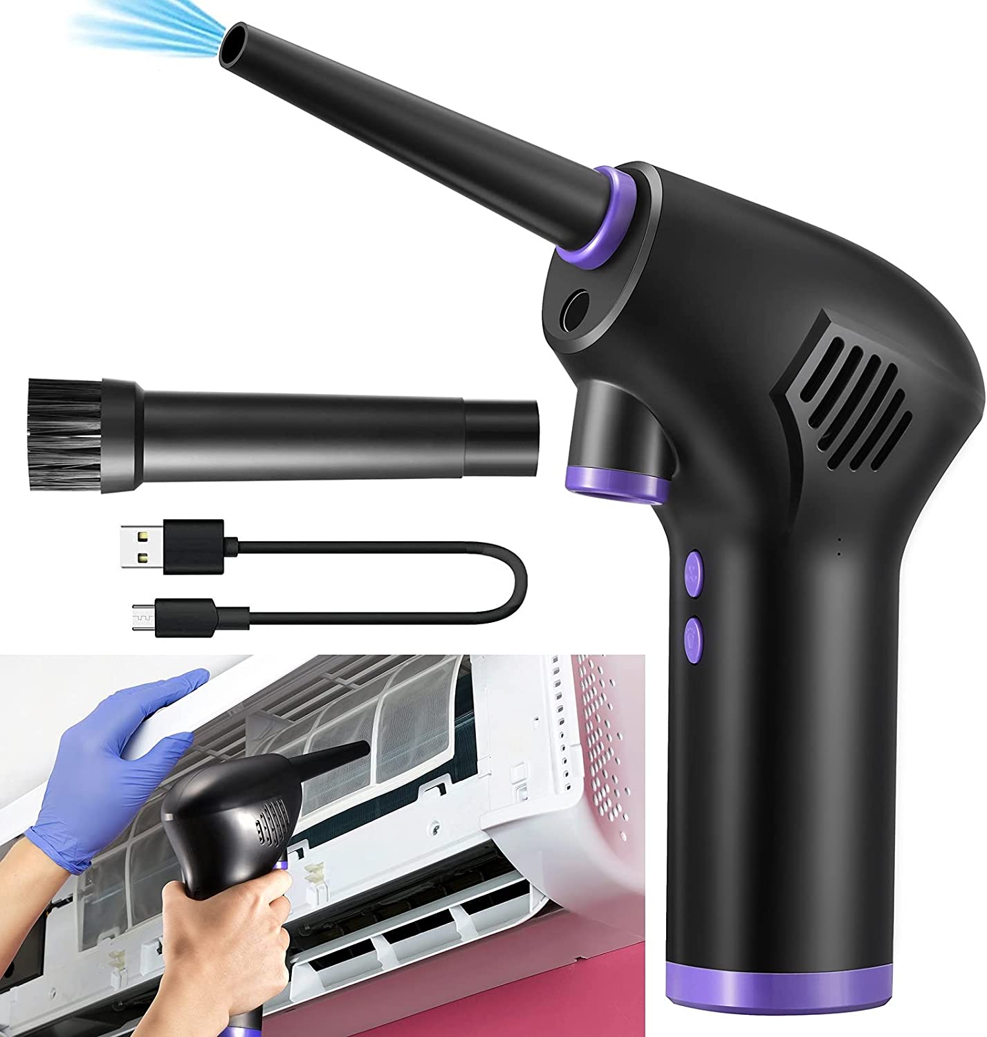 Cordless Air Duster PC Air Blower Cleaning For Computer Cleaning Replaces Compressed Spray Gas Cans Rechargeable Cleaner