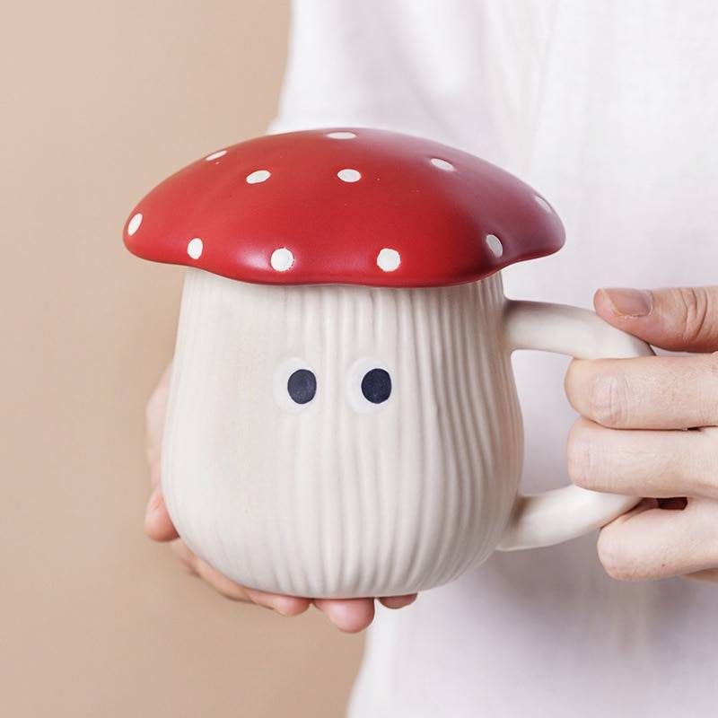 Nordic Style High Color Ceramic Red Mushroom Tableware Cup Dessert Plate Rice Bowl Noodles Bowl Salad Bowl Spoon Kitchen and Bath Ships From : China 