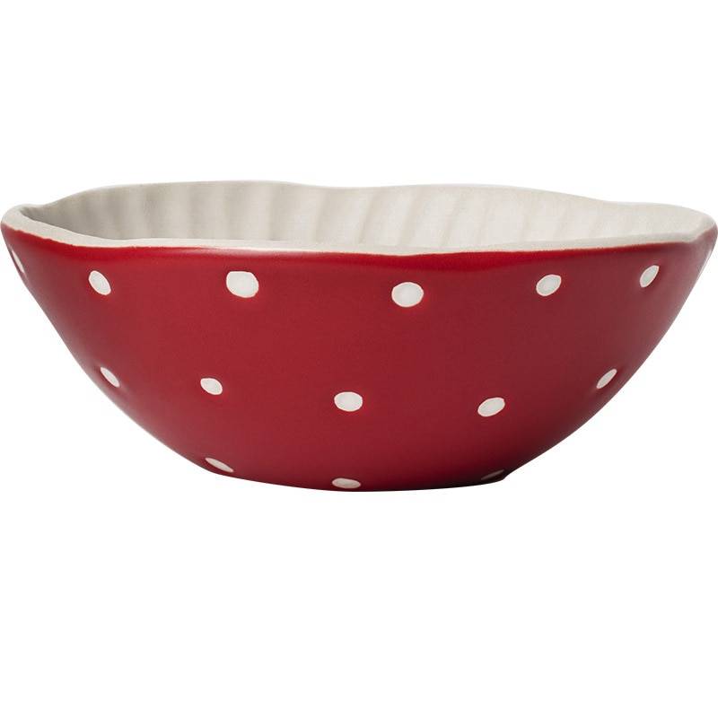 Nordic Style High Color Ceramic Red Mushroom Tableware Cup Dessert Plate Rice Bowl Noodles Bowl Salad Bowl Spoon Kitchen and Bath Ships From: China Color: C 