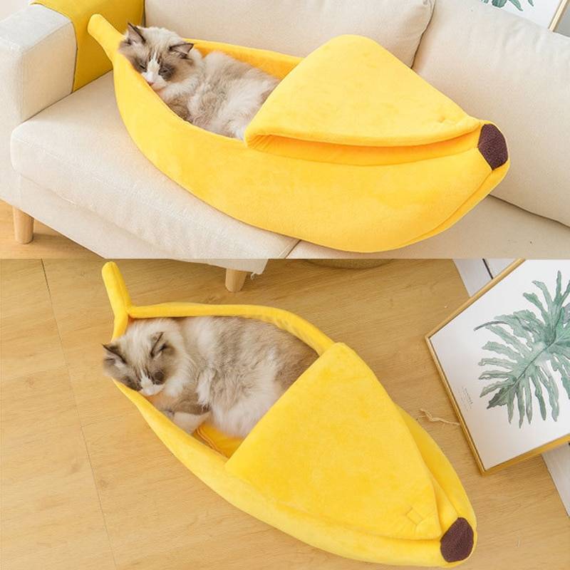 Banana Cat Bed House Funny Cute Cozy Cat Mat Beds Warm Durable Portable Pet Basket Kennel Dog Cushion Cat Supplies Multicolor Pet Color : Yellow 