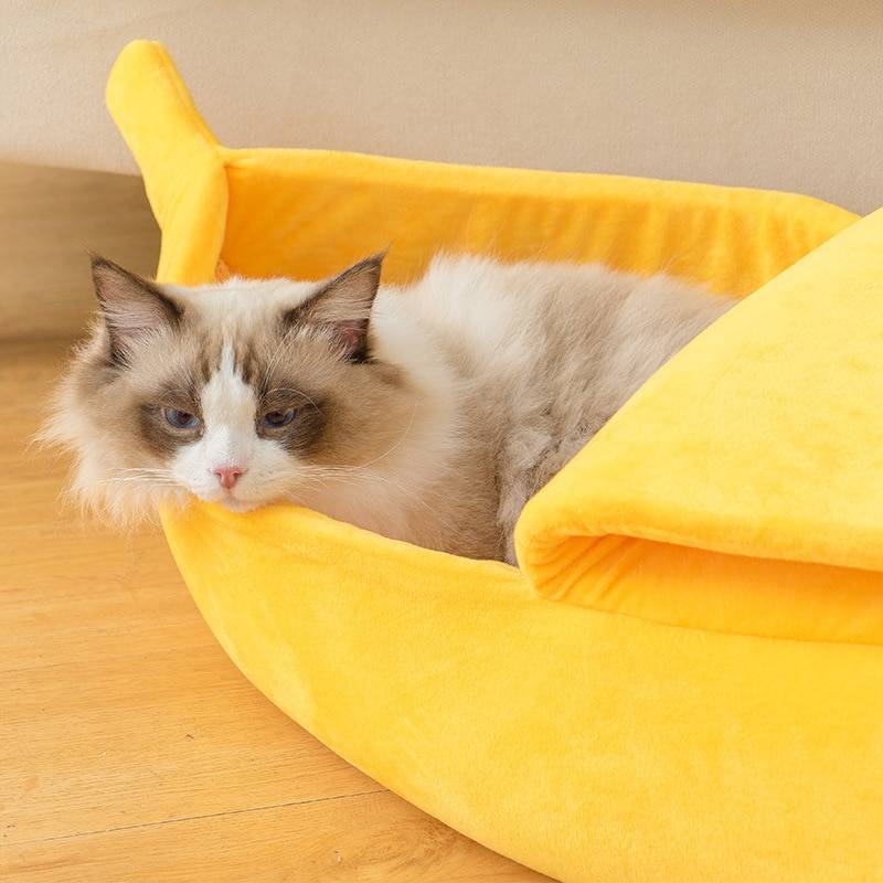Banana Cat Bed House Funny Cute Cozy Cat Mat Beds Warm Durable Portable Pet Basket Kennel Dog Cushion Cat Supplies Multicolor Pet Color : Yellow 