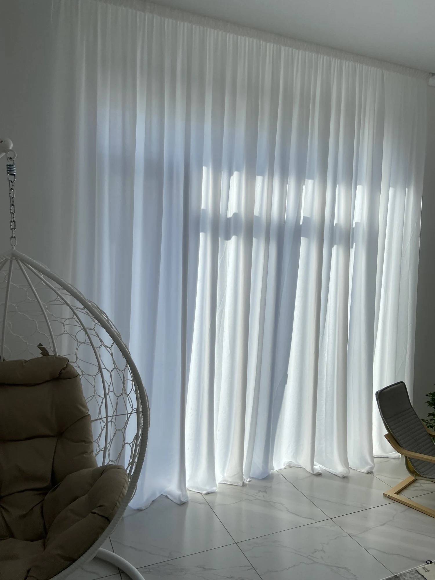 White Semi-Crushed Sheer Curtains for Elegant Window Decor Apartment Decor Bedroom Boho Theme Color : White Sheer|Sky Blue Sheer|Light Gray Sheer|Pink Sheer|Kahaki Sheer 
