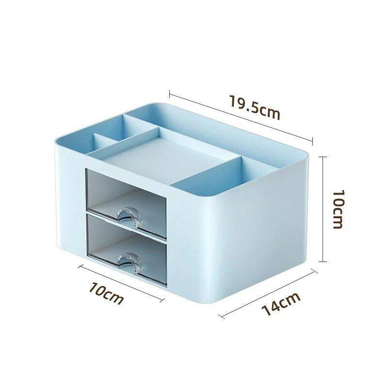 Compact Multifunctional Desk Organizer with Drawers Desk Decor & Organisation Color : Pink|White|Blue 