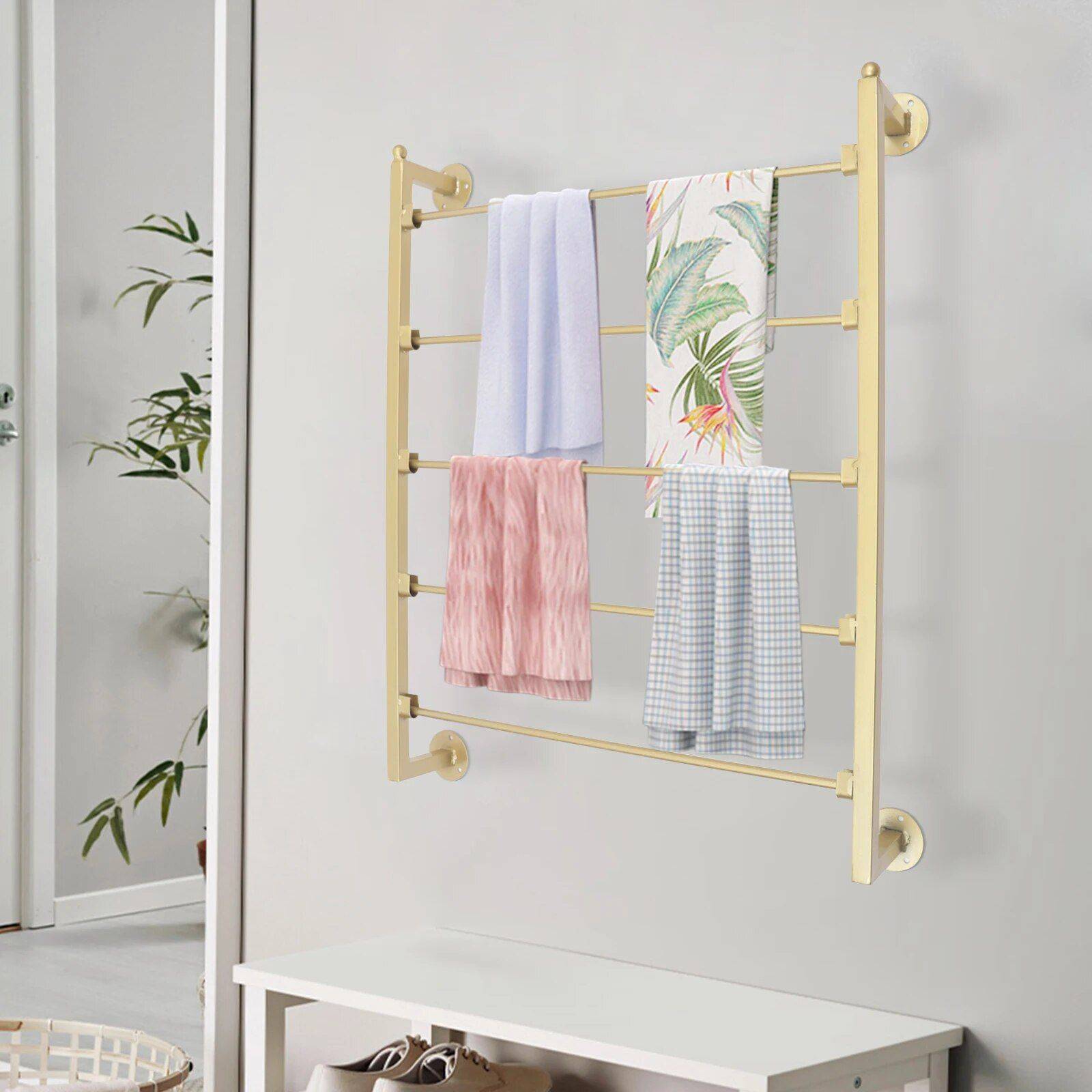 Gold 5-Tier Wall Mounted Scarf & Accessory Organizer Rack  