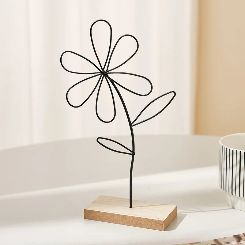 Wire Flower Metal Decor for Modern Bookshelves Aesthetic