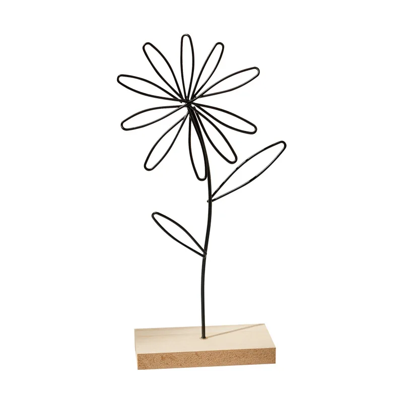 Wire Flower Metal Decor for Modern Bookshelves Aesthetic