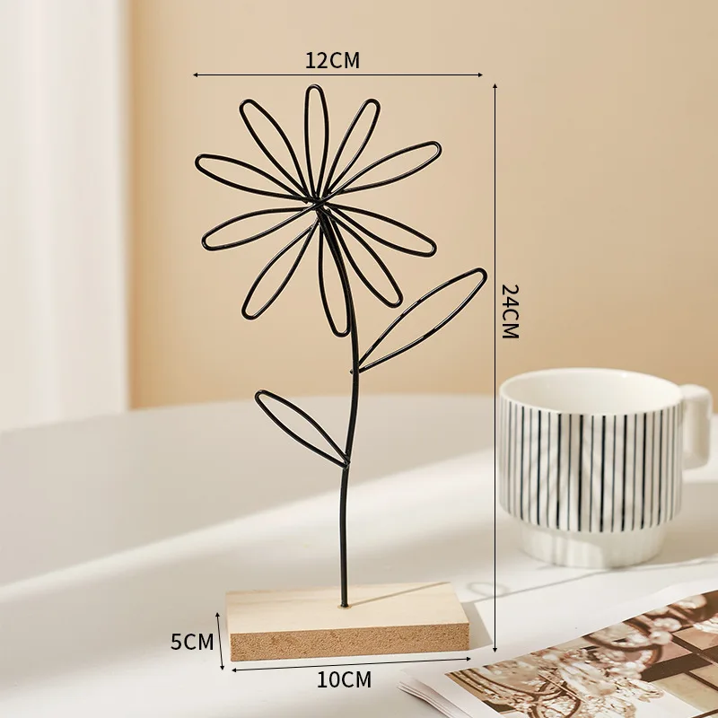 Wire Flower Metal Decor for Modern Bookshelves Aesthetic